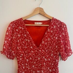Floral Red Dress